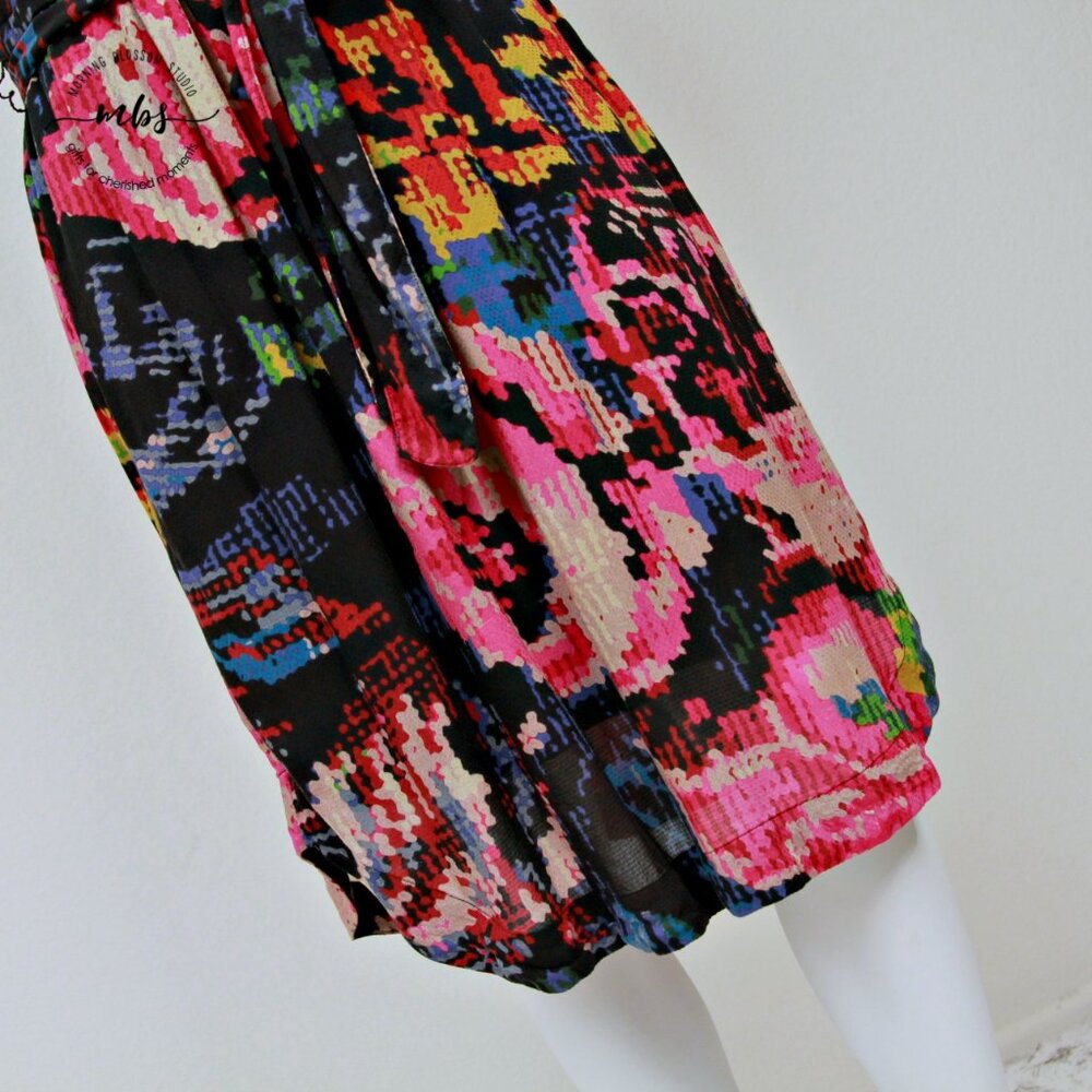 Anthropologie Astrid Needlepoint Floral Surplice Tie Waist Mini Dress - Picture 12 of 16